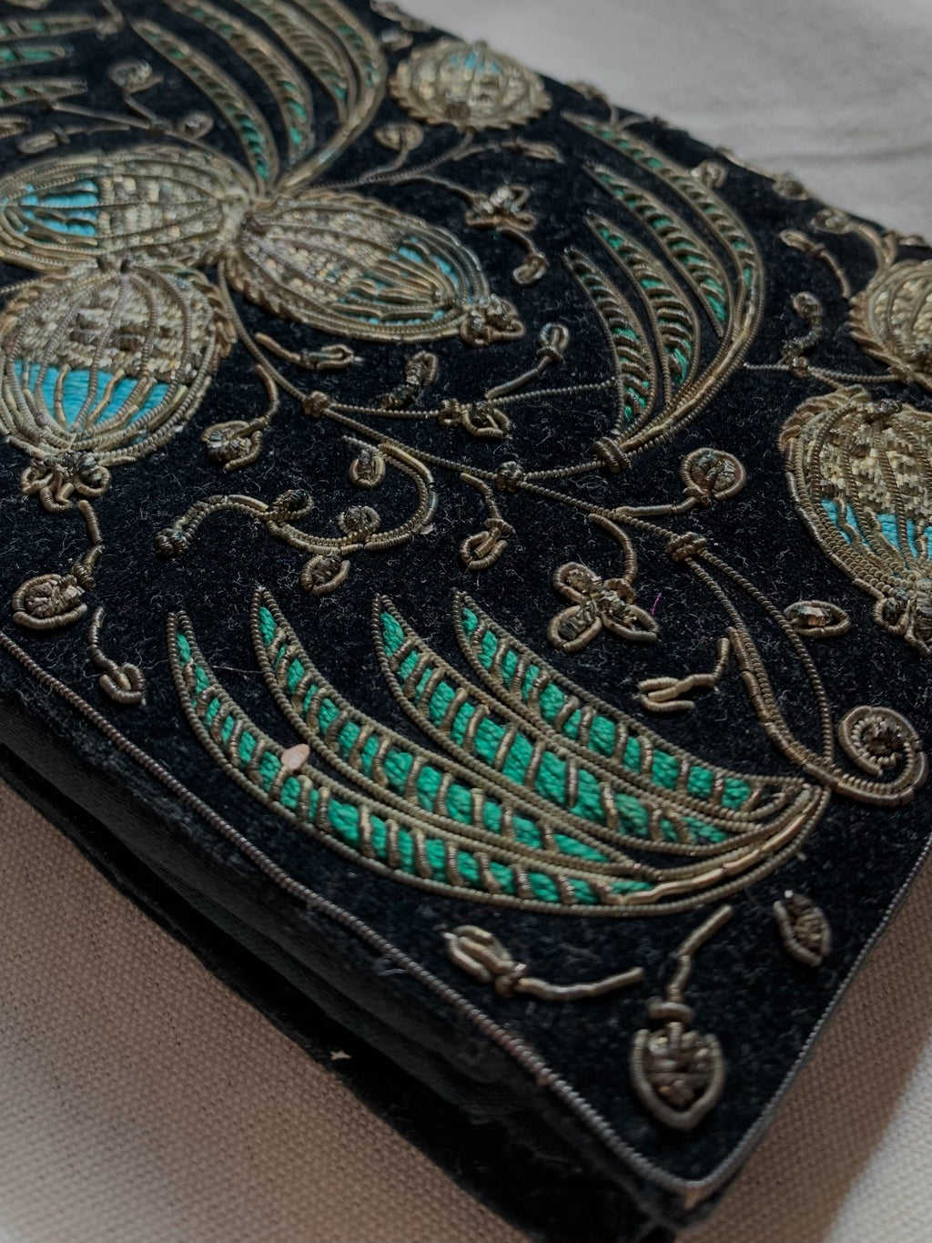 Velvet Beaded Clutch