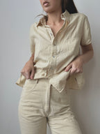 LINEN SHORT SLEEVE BUTTON UP
