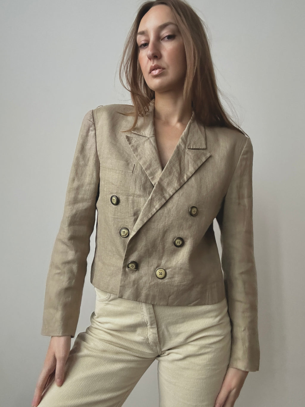 CROPPED LINEN BLAZER