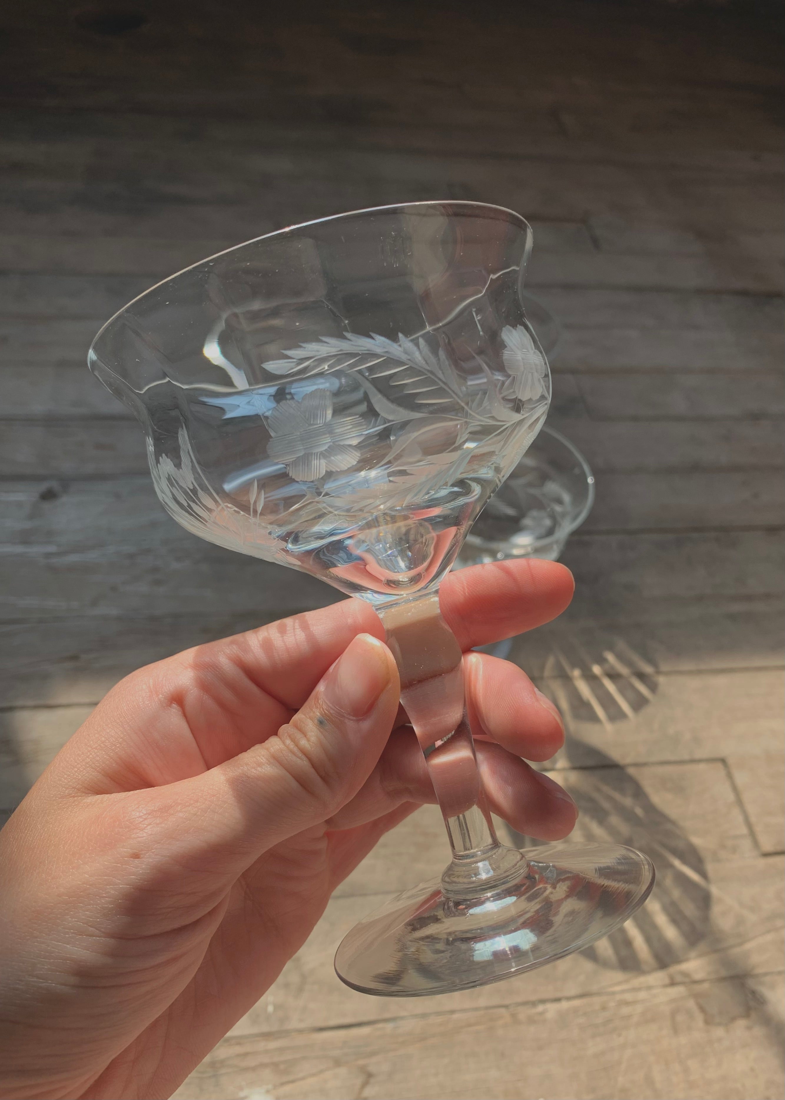 Etched Coupe Glasses