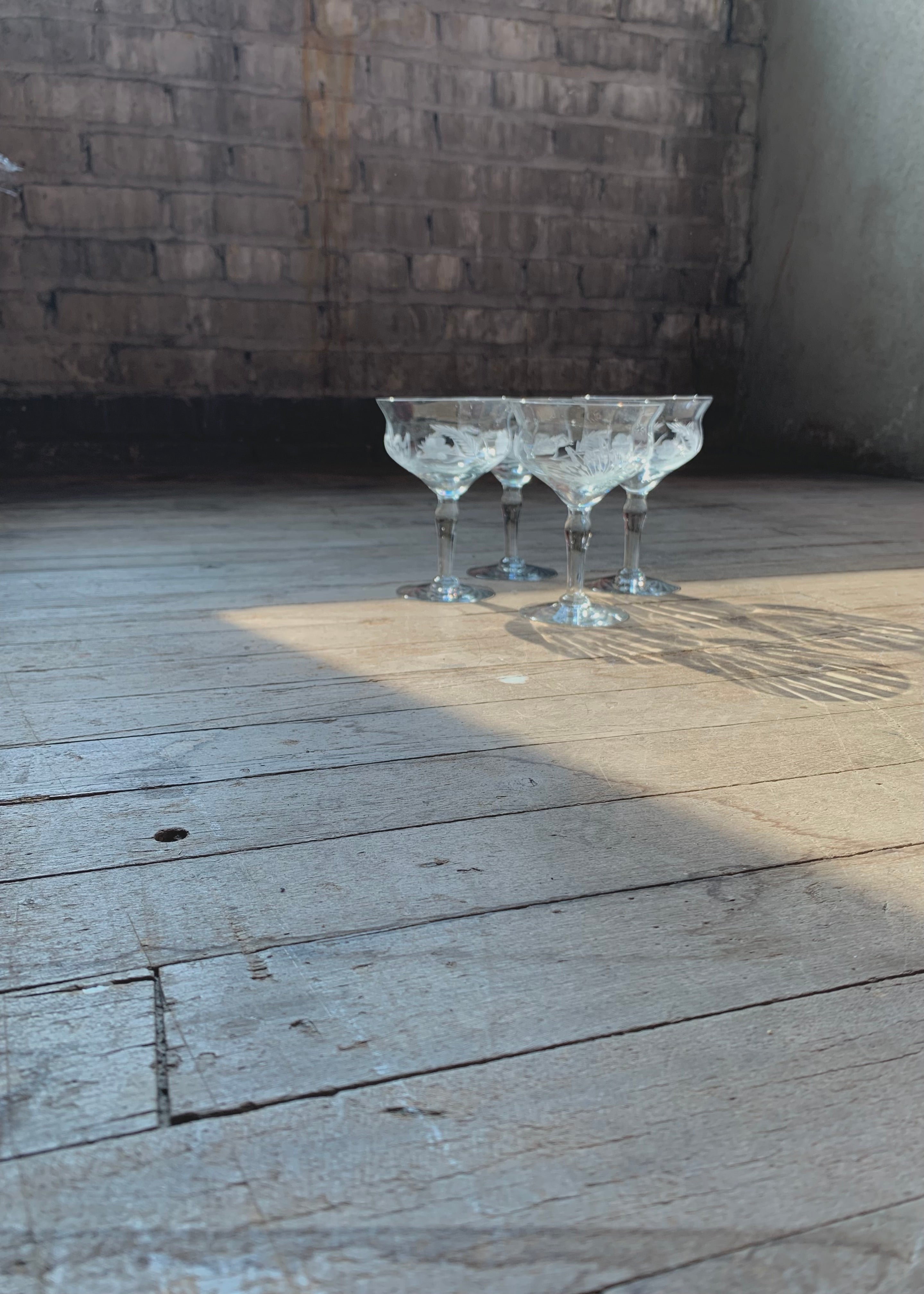 Etched Coupe Glasses