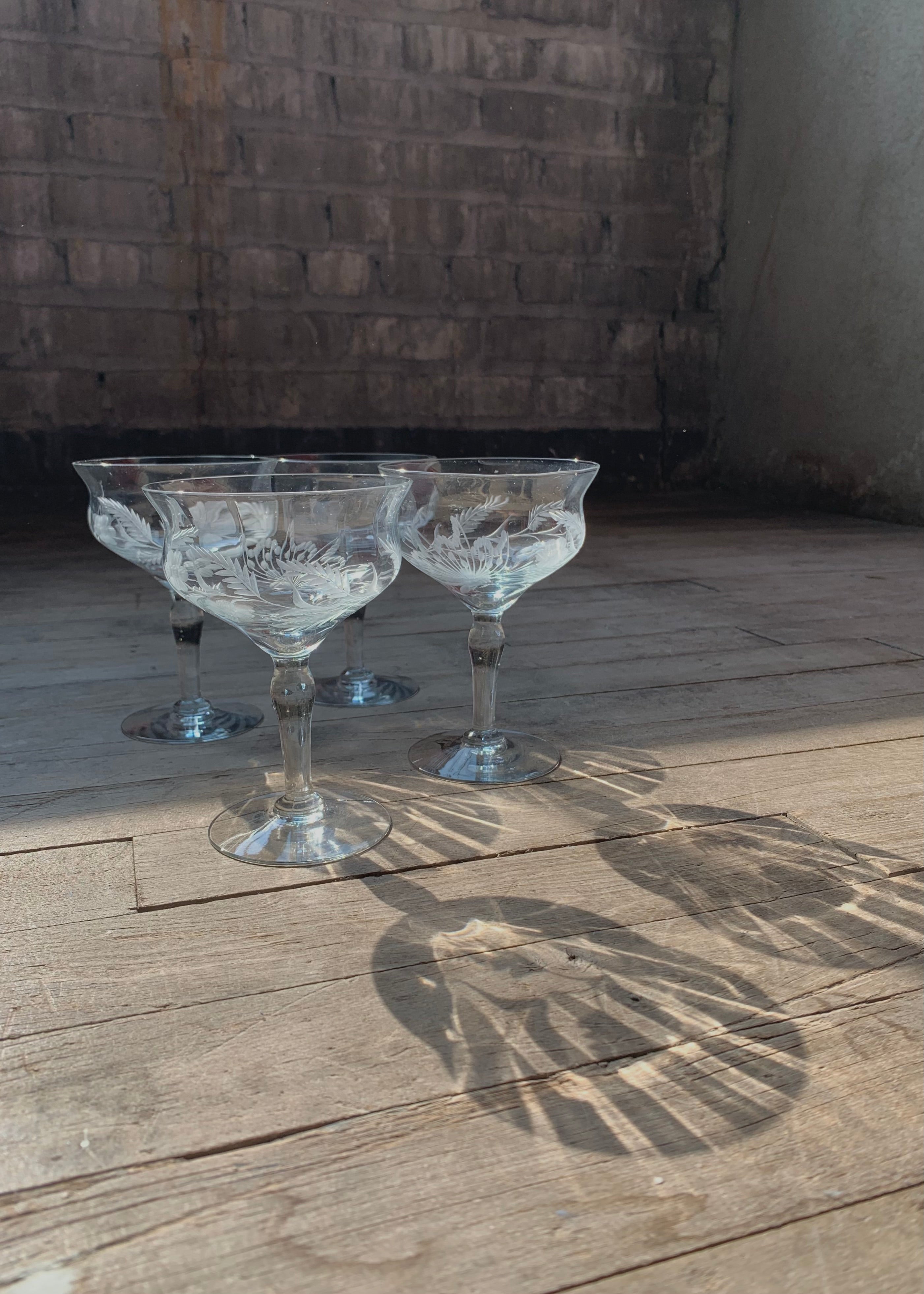 Etched Coupe Glasses