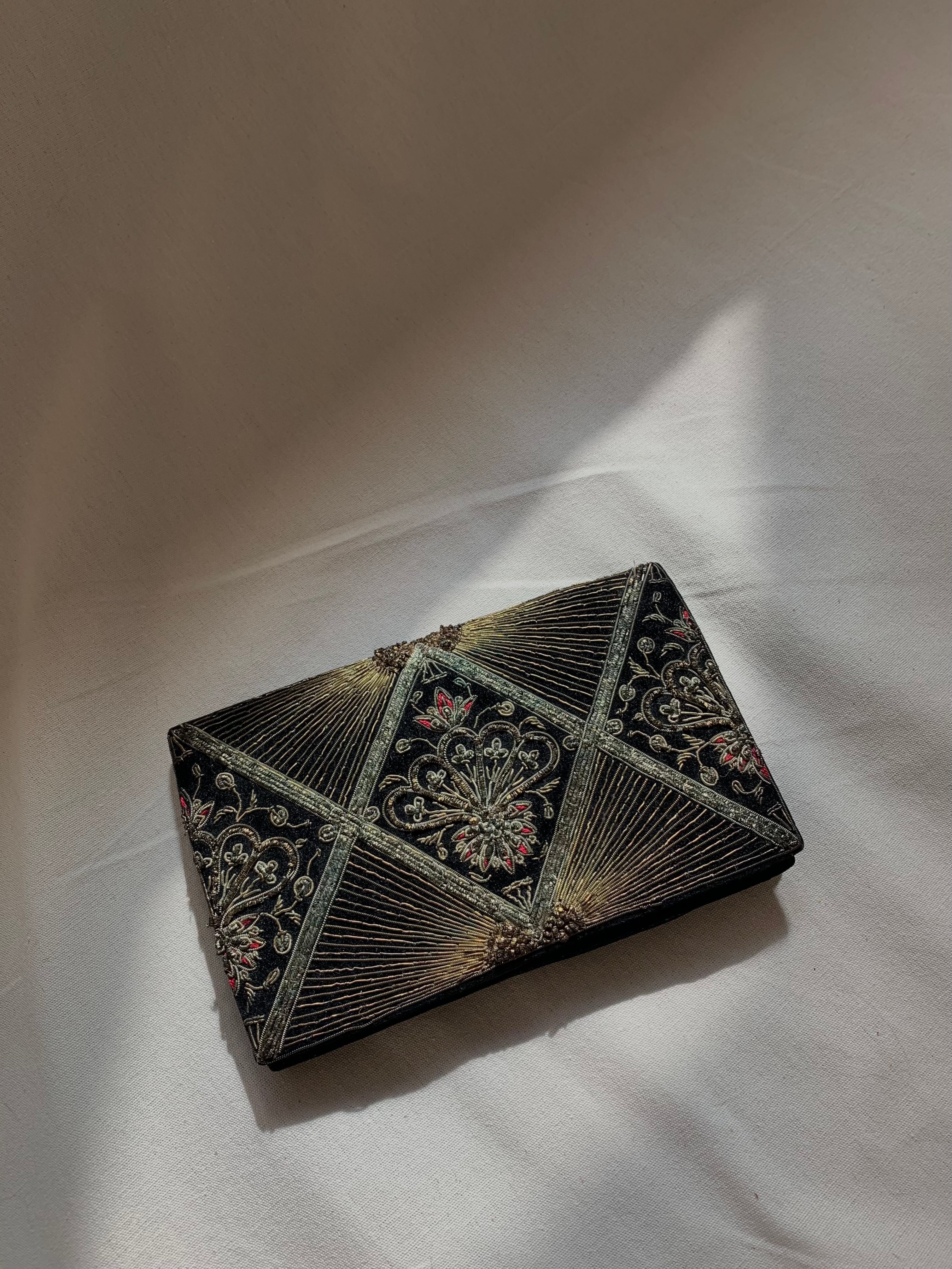 Velvet Beaded Clutch