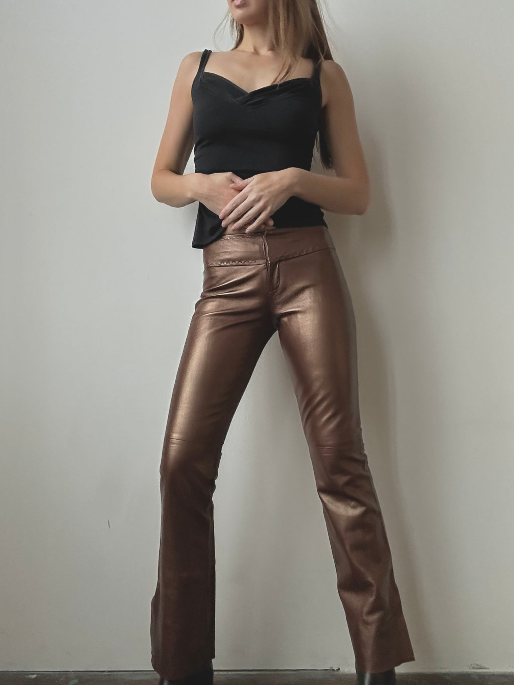 LOW RISE LEATHER PANTS
