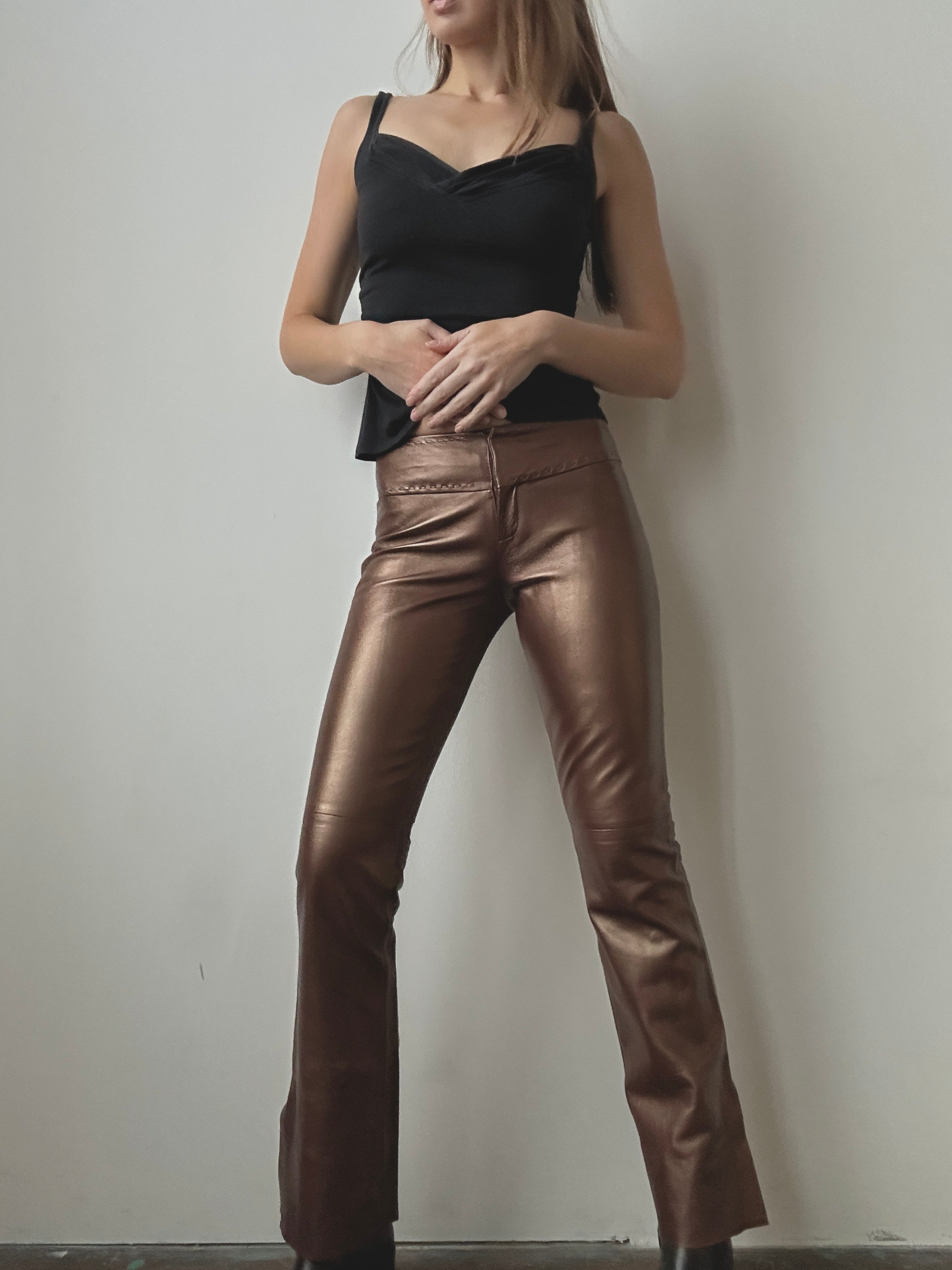 LOW RISE LEATHER PANTS