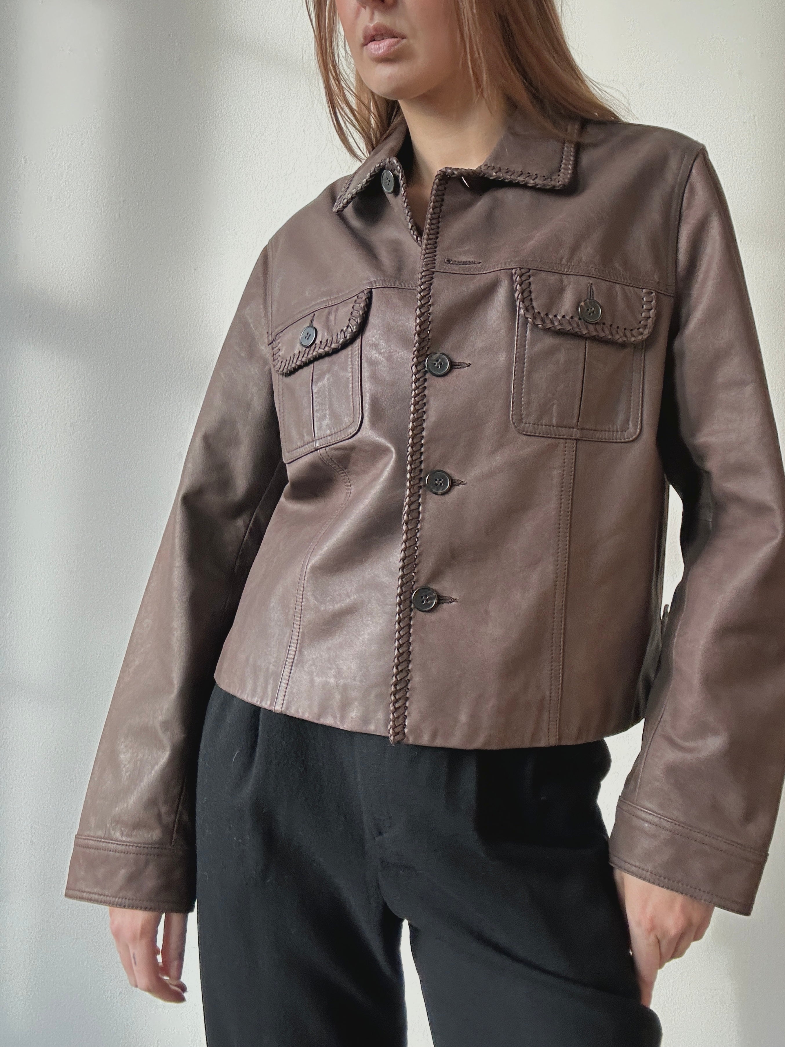 BRAIDED EDGE LEATHER JACKET