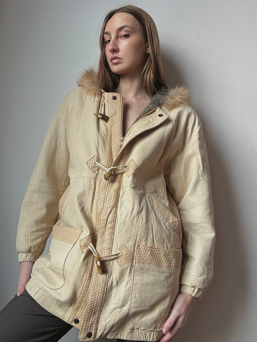 CREAM LEATHER JACKET
