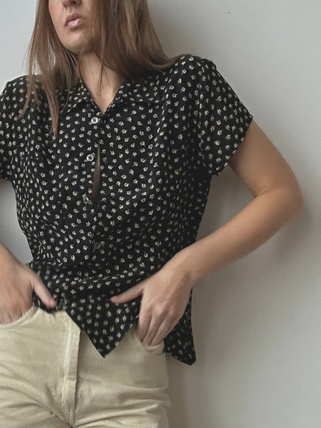 SILK FLORAL BUTTON UP