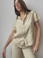 LINEN SHORT SLEEVE BUTTON UP