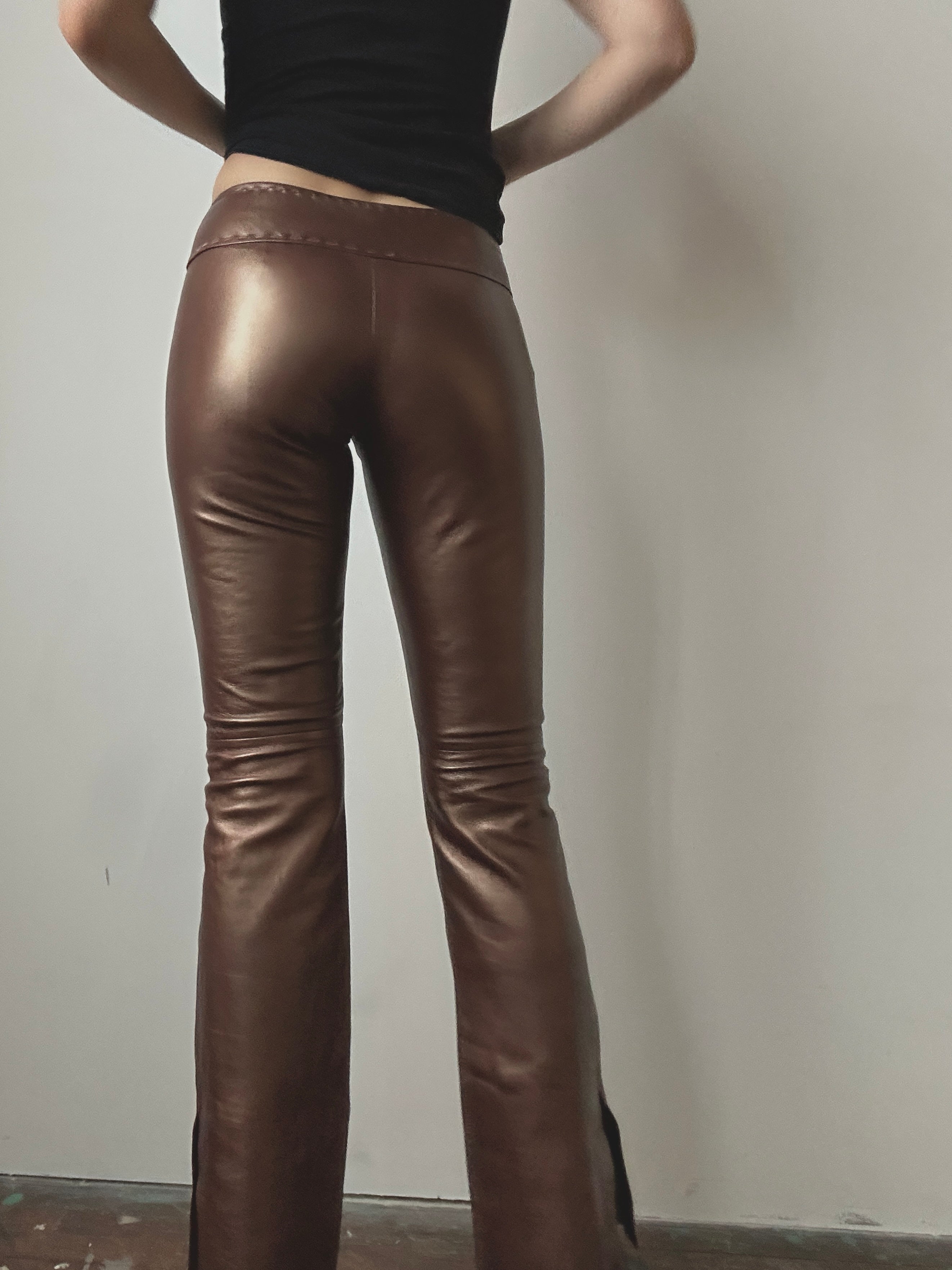LOW RISE LEATHER PANTS