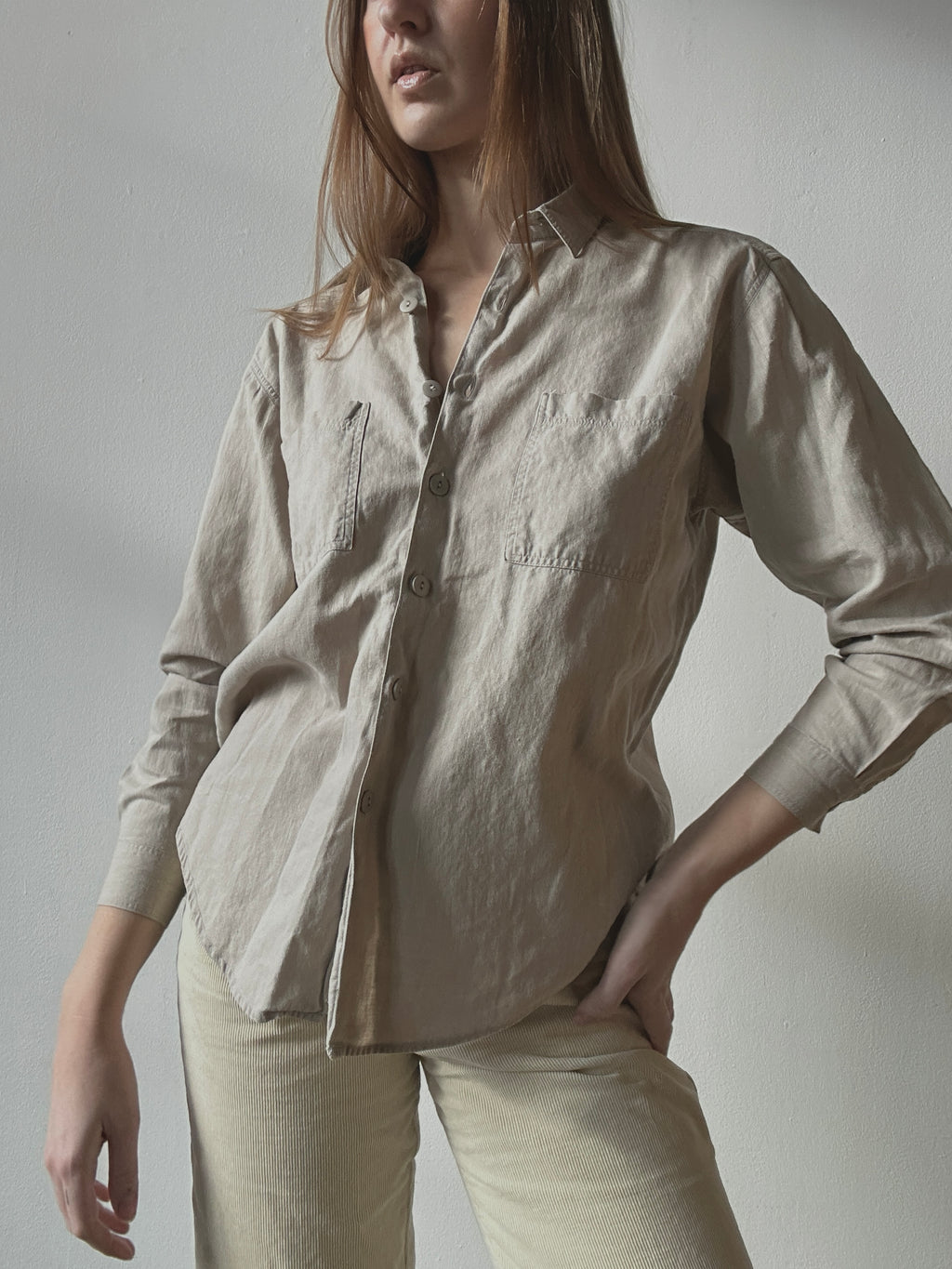 LINEN+COTTON BUTTON UP