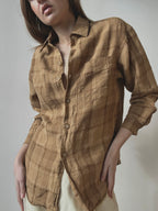PLAID LINEN BUTTON UP