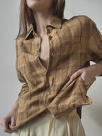 PLAID LINEN BUTTON UP