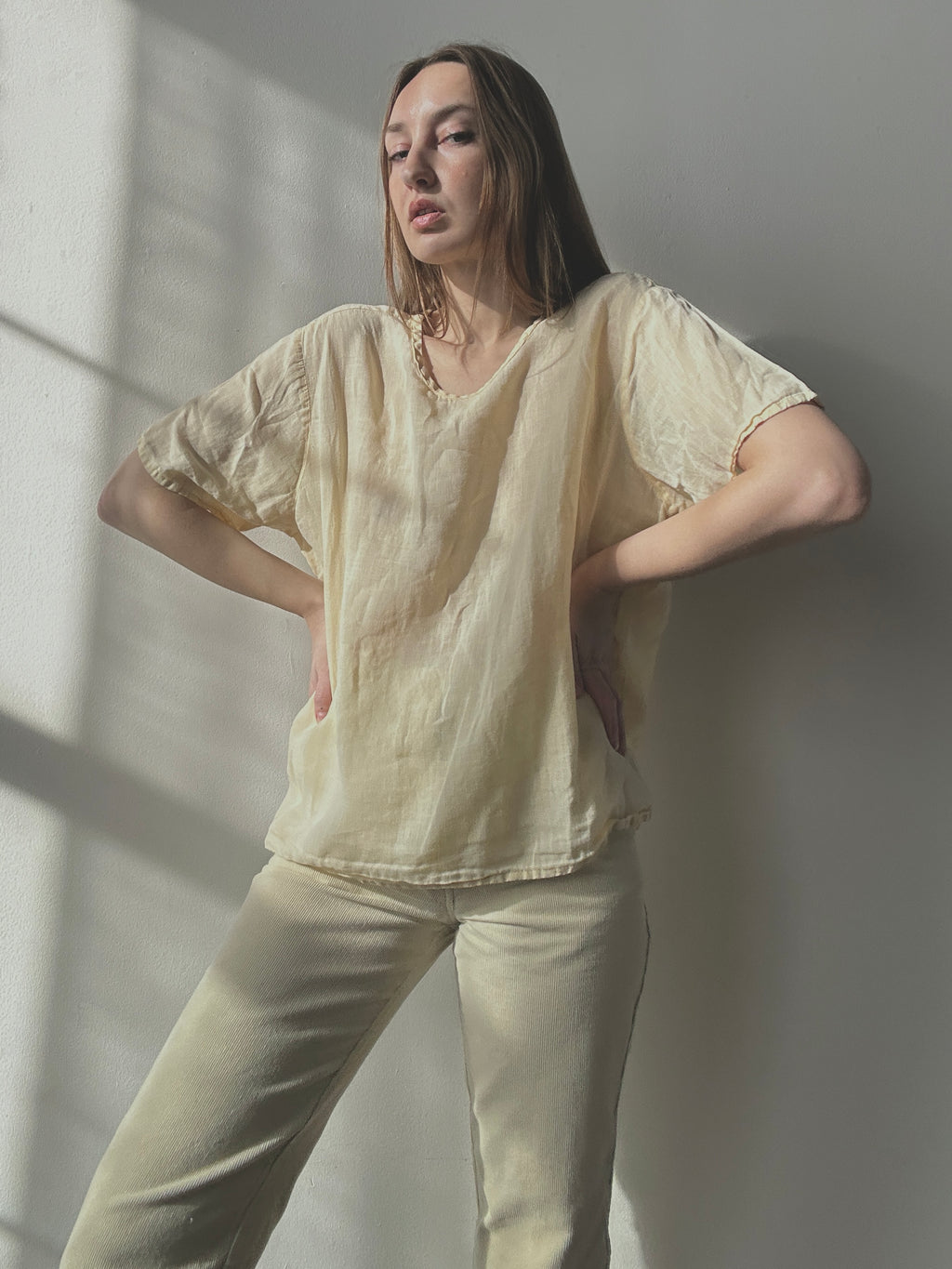LINEN BOXY TEE