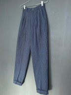 Navy Pinstripe Trousers