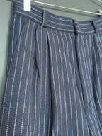 Navy Pinstripe Trousers