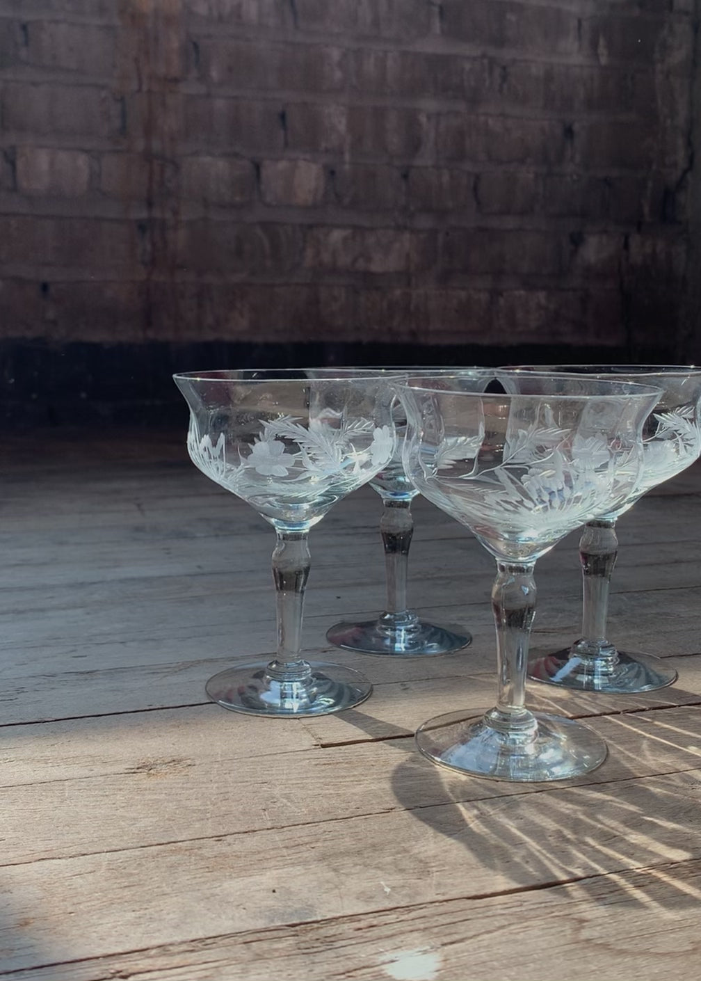 Etched Coupe Glasses